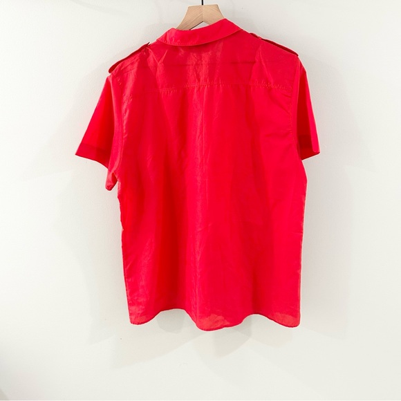 Diane Von Furstenberg Short Sleeve Button Front Blouse Red Size 16 - Picture 8 of 8